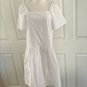 Theory Women's White Tiered Cotton Blend Midi Dress Size Petite, NWT